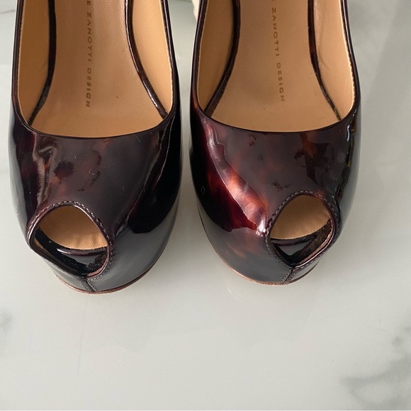 Giuseppe Zanotti Patent Leather Platform Slingback Peep Toe Sandals - Picture 2 of 14
